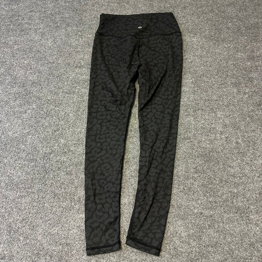 Lululemon Leggings Womens Size 6 Black Leopard Print High Rise Yoga Pants